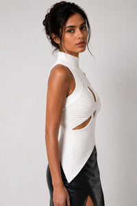 Tara Ribbed Twist Cutout Top