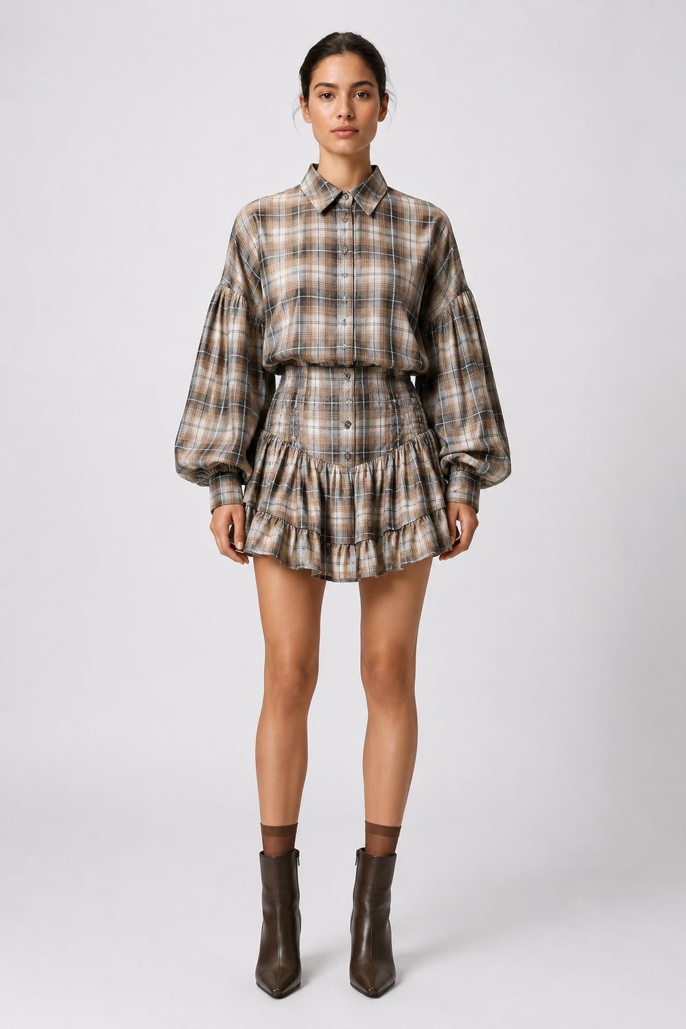 Jackie Plaid Shirt Dress