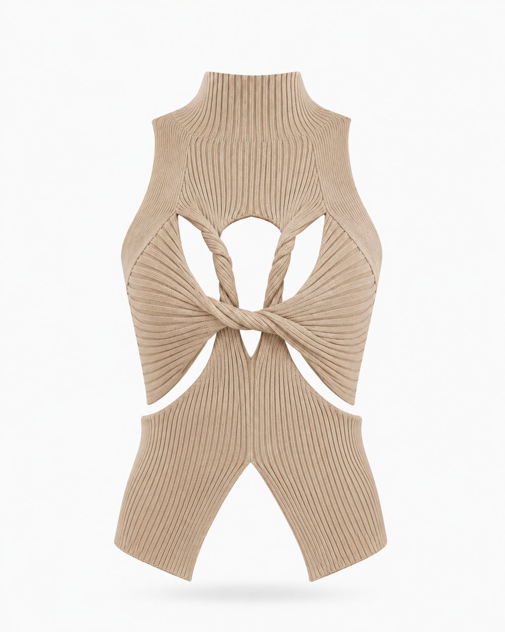 Tara Ribbed Twist Cutout Top