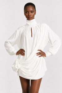 Naomi White Draped Dress